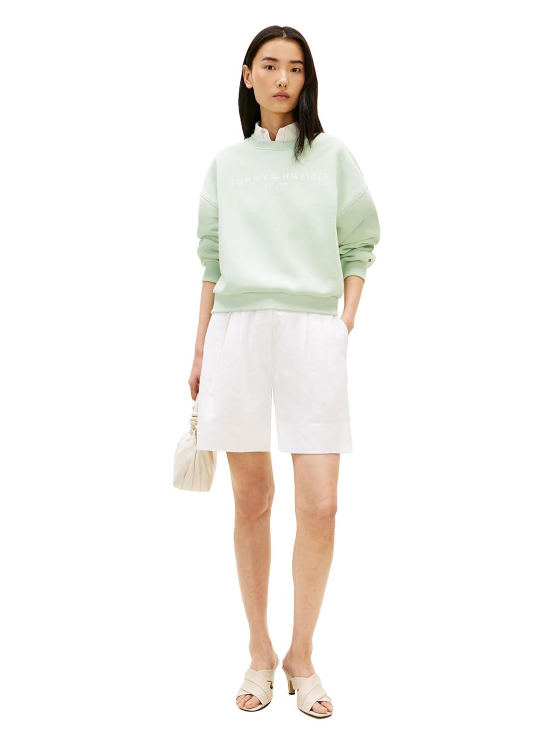 imageTommy Hilfiger womens Medium Weight Crew Neck Sweatshirt Pullover With LogoGentle Jade
