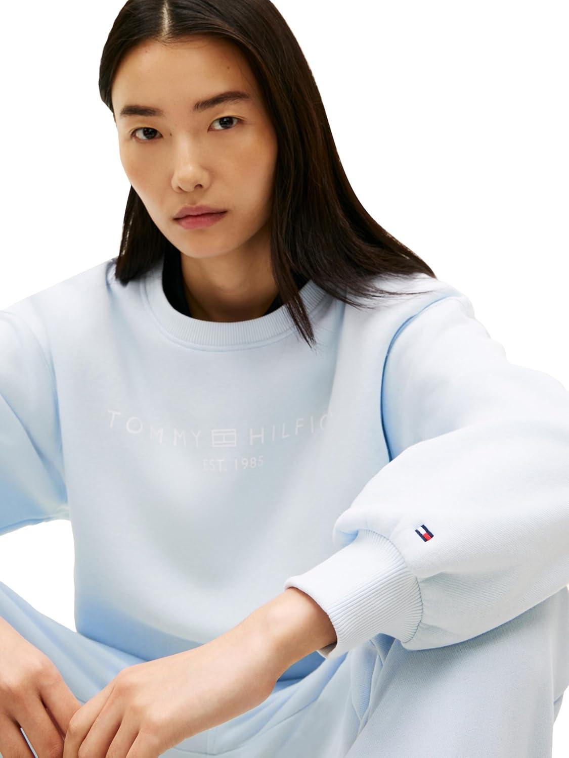 imageTommy Hilfiger womens Medium Weight Crew Neck Sweatshirt Pullover With LogoKeepsake Blue