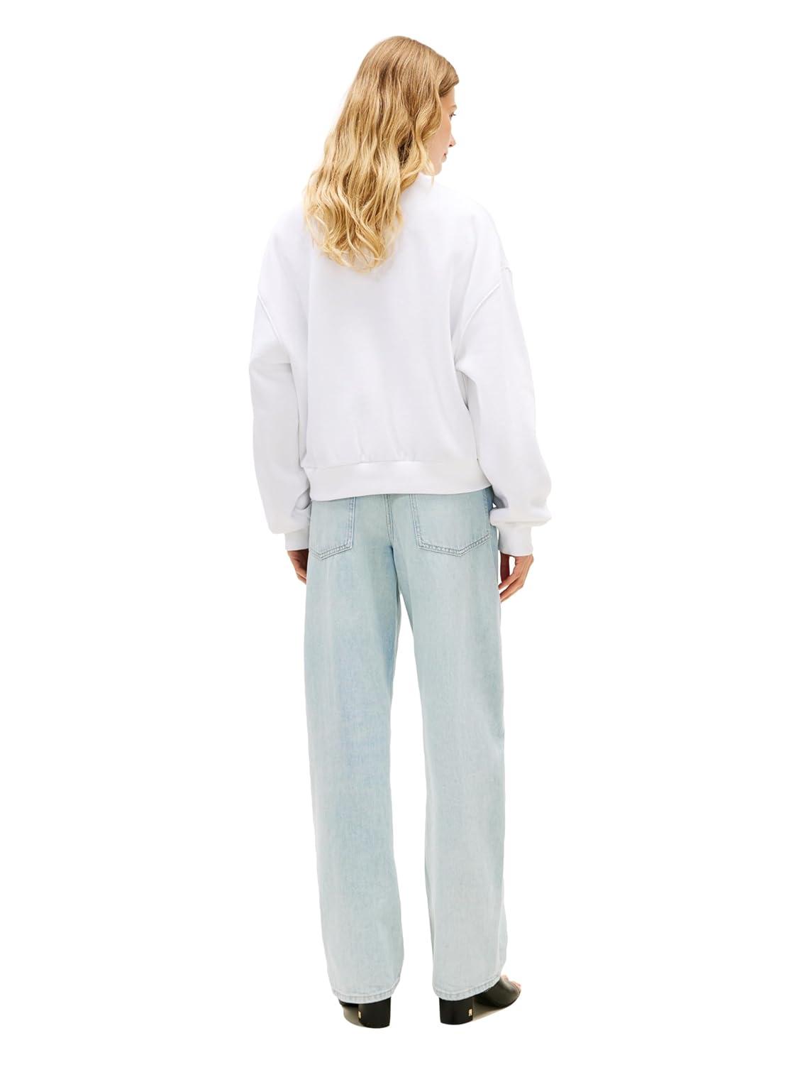 imageTommy Hilfiger womens Medium Weight Crew Neck Sweatshirt Pullover With LogoOptic White