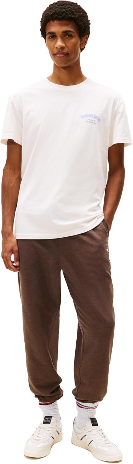 imageTommy Jeans Mens Casual Jogger Sweatpants with Embroidered Flag LogoBlack Walnut Heather