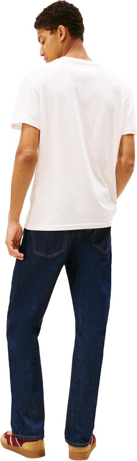imageTommy Jeans Mens Short Sleeve Cotton Graphic TShirts with Printed Distressed Flag LogoAncient White