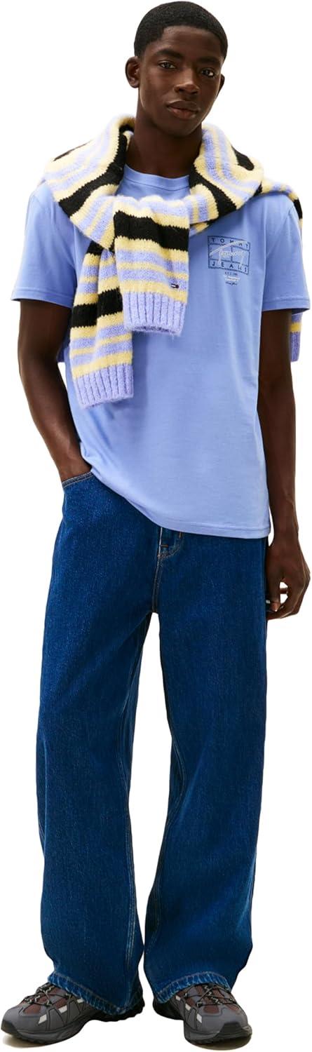 imageTommy Jeans Mens Short Sleeve Cotton Graphic TShirts with Printed Sprayed Back GraphicNordic Iris