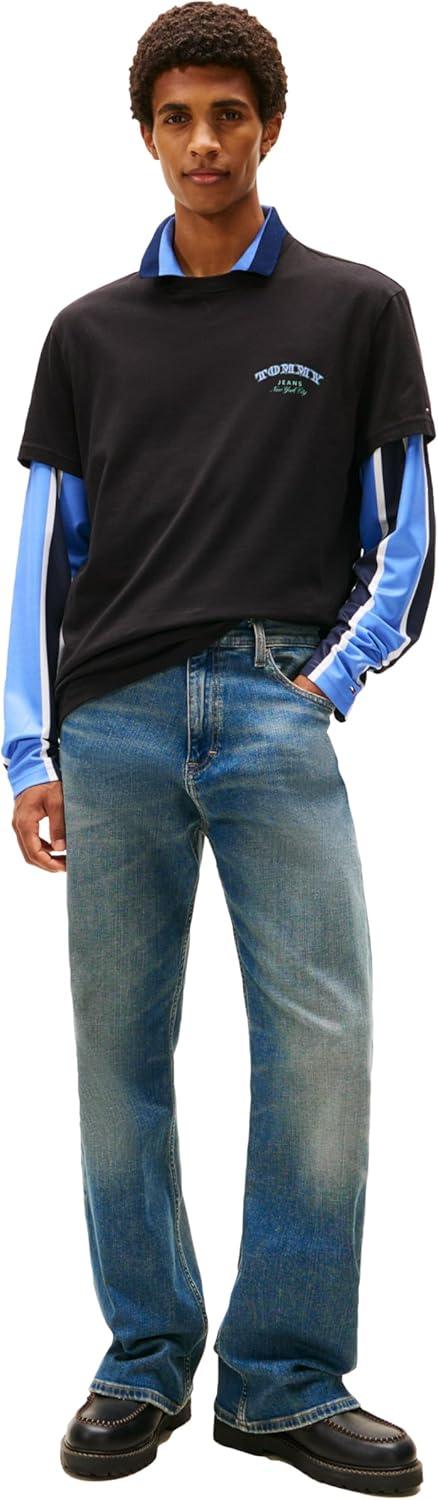 imageTommy Jeans Mens Short Sleeve Cotton Graphic TShirts with Printed Stacked Back GraphicBlack