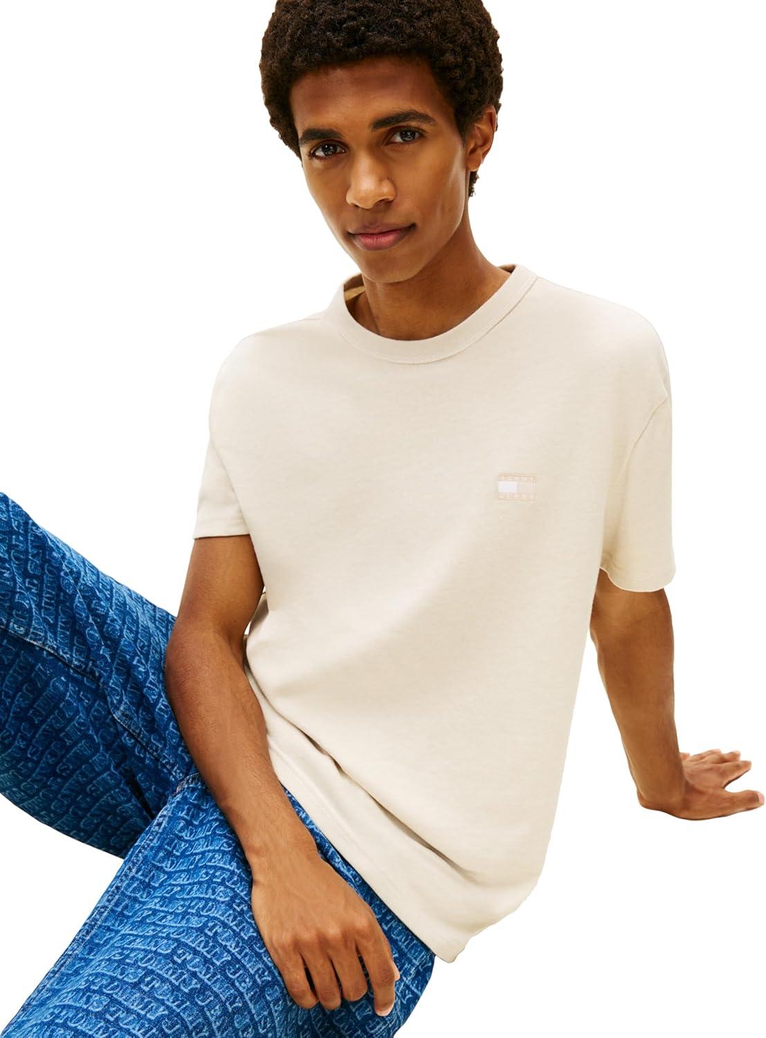imageTommy Jeans Mens Short Sleeve Cotton Graphic TShirtsAncient White Heather