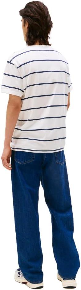 imageTommy Jeans Mens Short Sleeve Cotton Graphic TShirtsAncient White Stripe