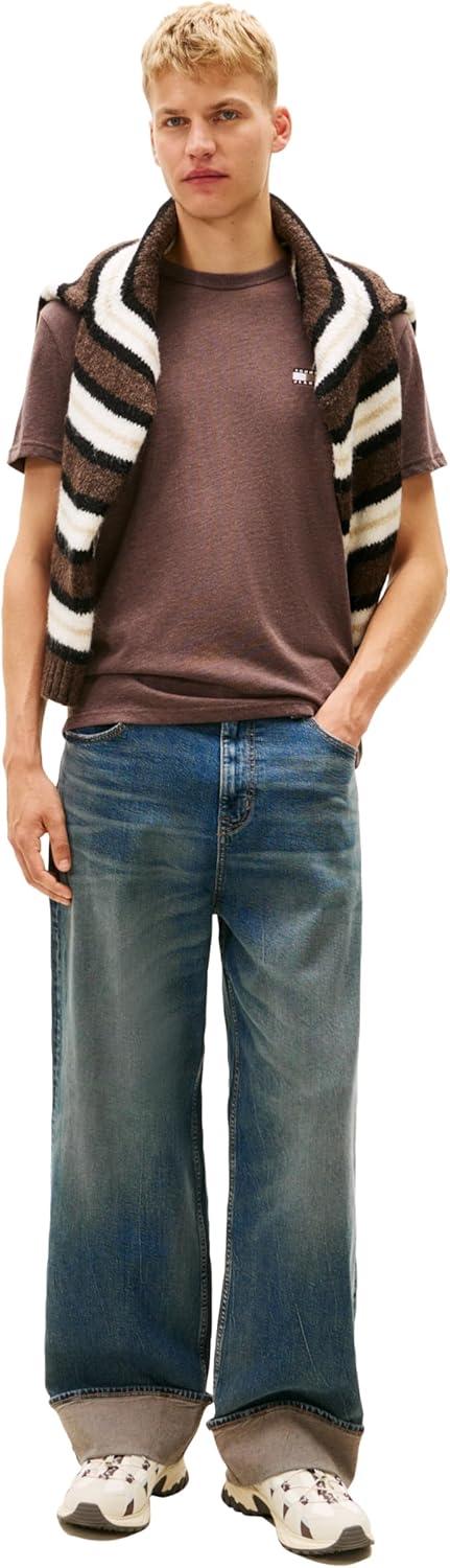 imageTommy Jeans Mens Short Sleeve Cotton Graphic TShirtsBlack Walnut Heather