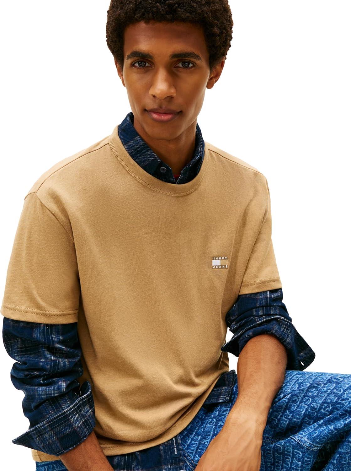 imageTommy Jeans Mens Short Sleeve Cotton Graphic TShirtsDark Dune Heather