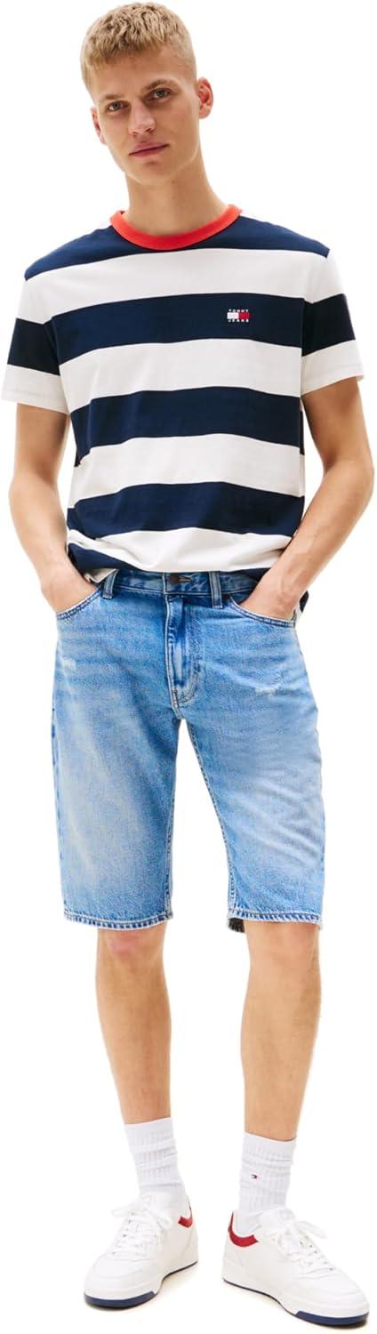 imageTommy Jeans Mens Short Sleeve Cotton Graphic TShirtsDark Night Navy Ecru