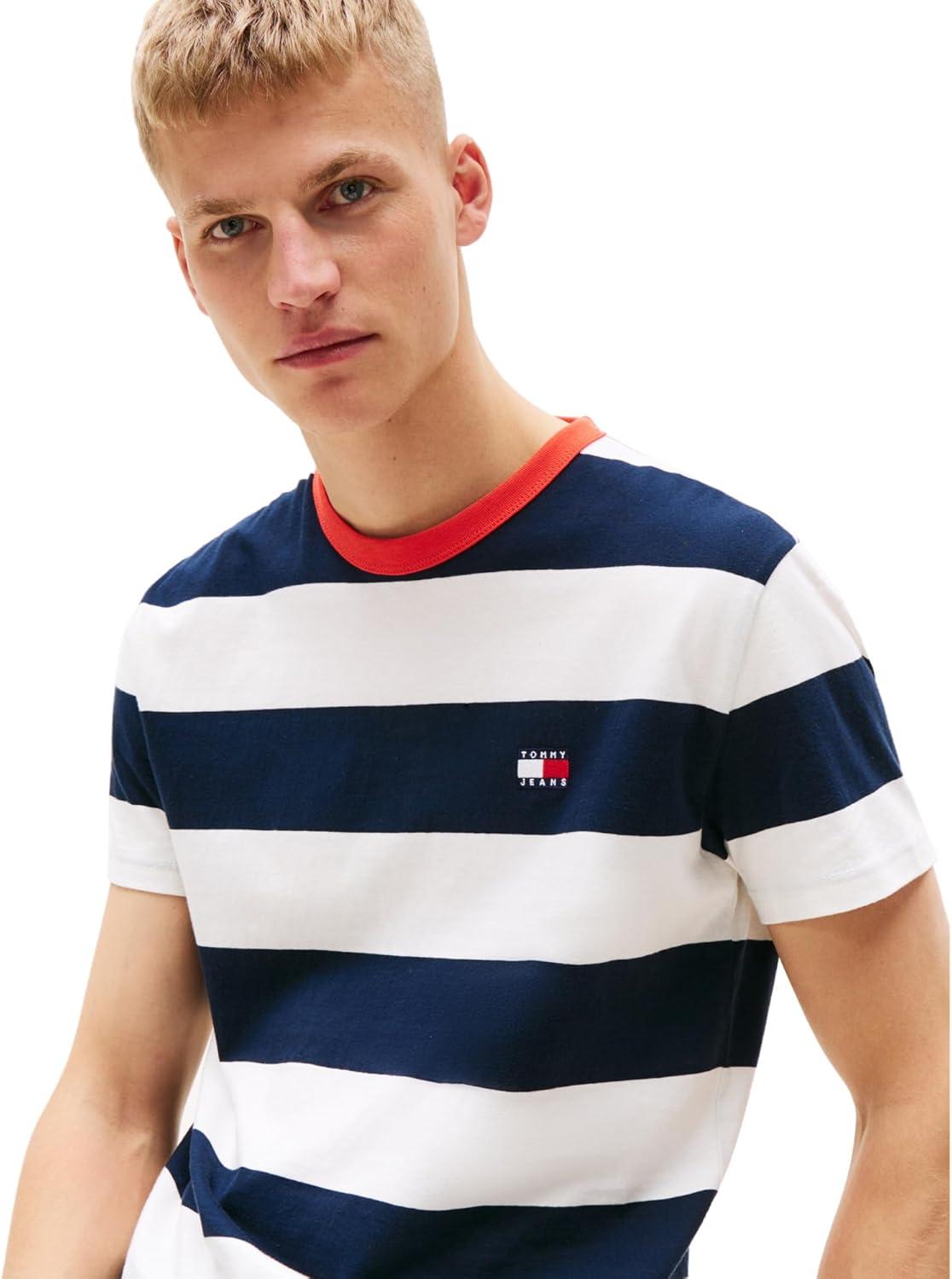 imageTommy Jeans Mens Short Sleeve Cotton Graphic TShirtsDark Night Navy Ecru