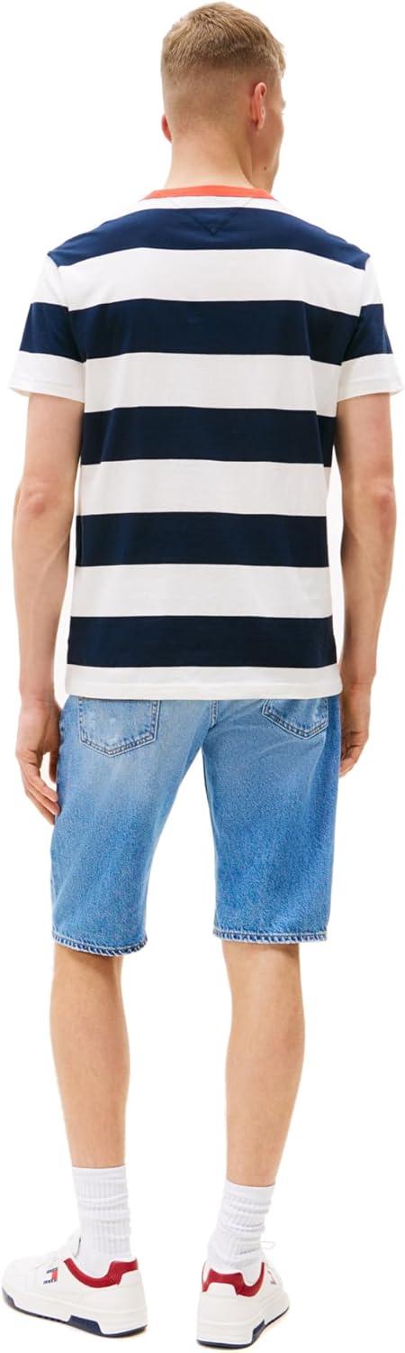 imageTommy Jeans Mens Short Sleeve Cotton Graphic TShirtsDark Night Navy Ecru
