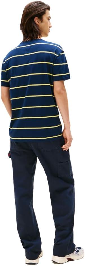 imageTommy Jeans Mens Short Sleeve Cotton Graphic TShirtsDark Night Navy Stripe