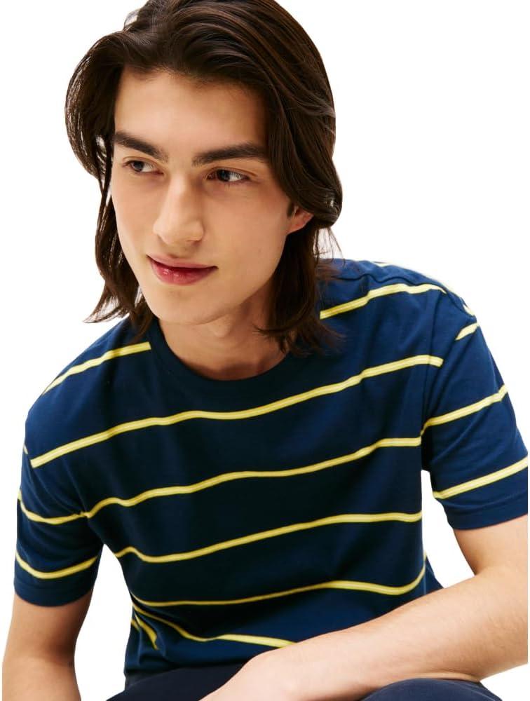 imageTommy Jeans Mens Short Sleeve Cotton Graphic TShirtsDark Night Navy Stripe