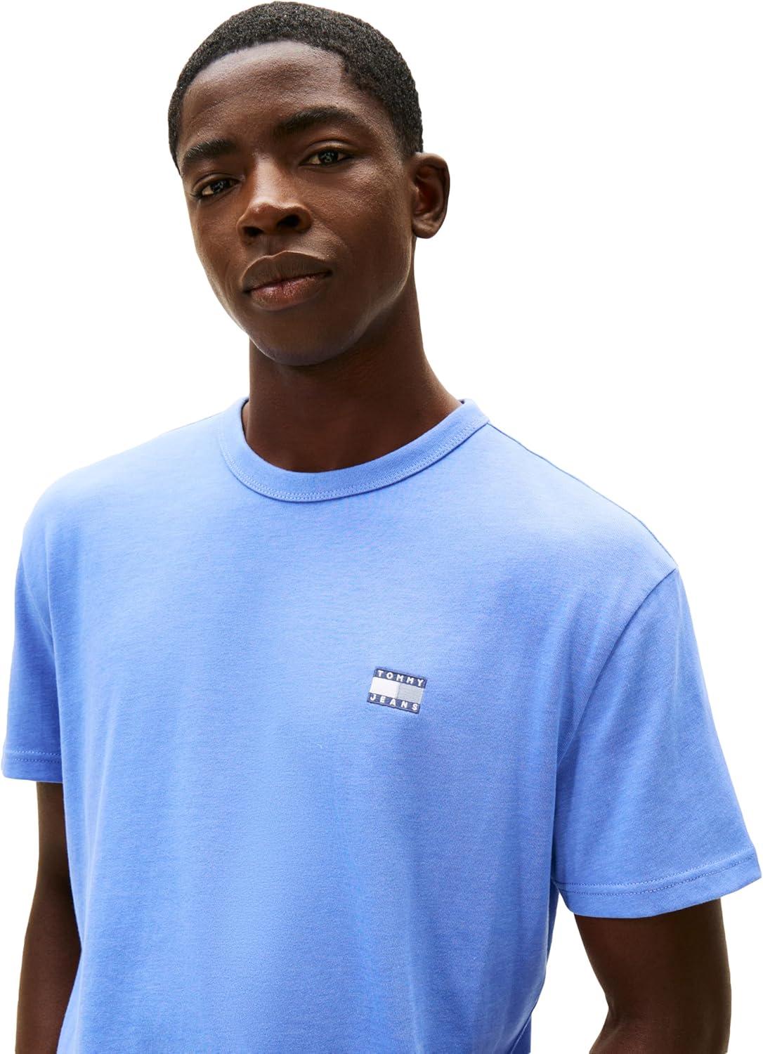 imageTommy Jeans Mens Short Sleeve Cotton Graphic TShirtsLight Horizon Blue Heather