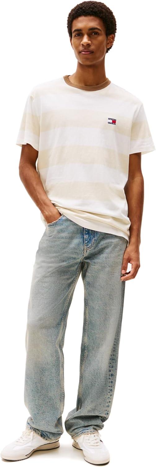 imageTommy Jeans Mens Short Sleeve Cotton Graphic TShirtsNewsprint Ecru