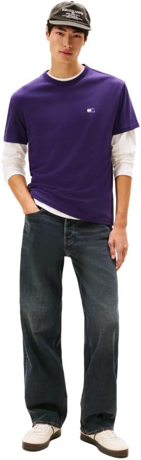imageTommy Jeans Mens Short Sleeve Cotton Graphic TShirtsNocturnal Purple Tonal