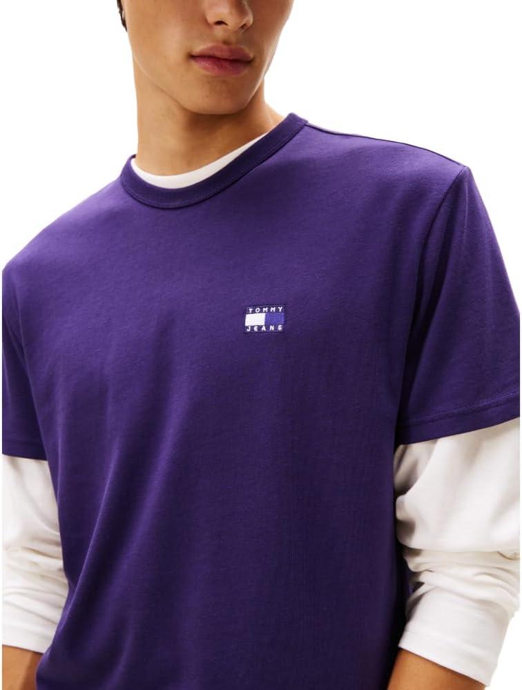imageTommy Jeans Mens Short Sleeve Cotton Graphic TShirtsNocturnal Purple Tonal