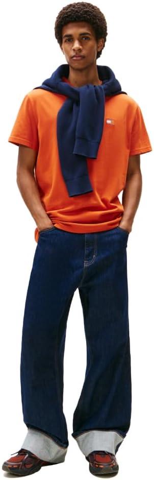 imageTommy Jeans Mens Short Sleeve Cotton Graphic TShirtsVoyager Orange Tonal