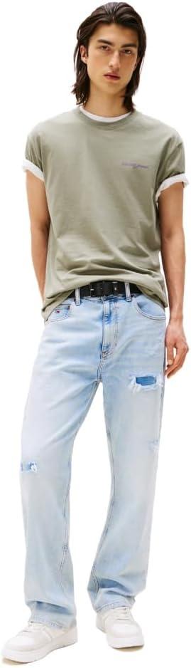 imageTommy Jeans Mens Short Sleeve Cotton TShirts with Blurred Printed Back GraphicUtility Sage