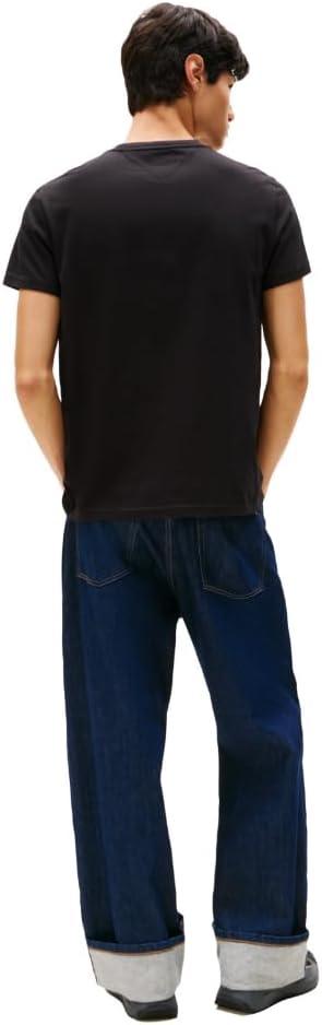 imageTommy Jeans Mens Short Sleeve Cotton TShirts with Flag and Logo GraphicBlack