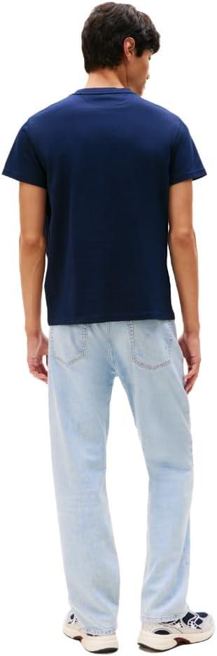 imageTommy Jeans Mens Short Sleeve Cotton TShirts with Flag and Logo GraphicDark Night Navy