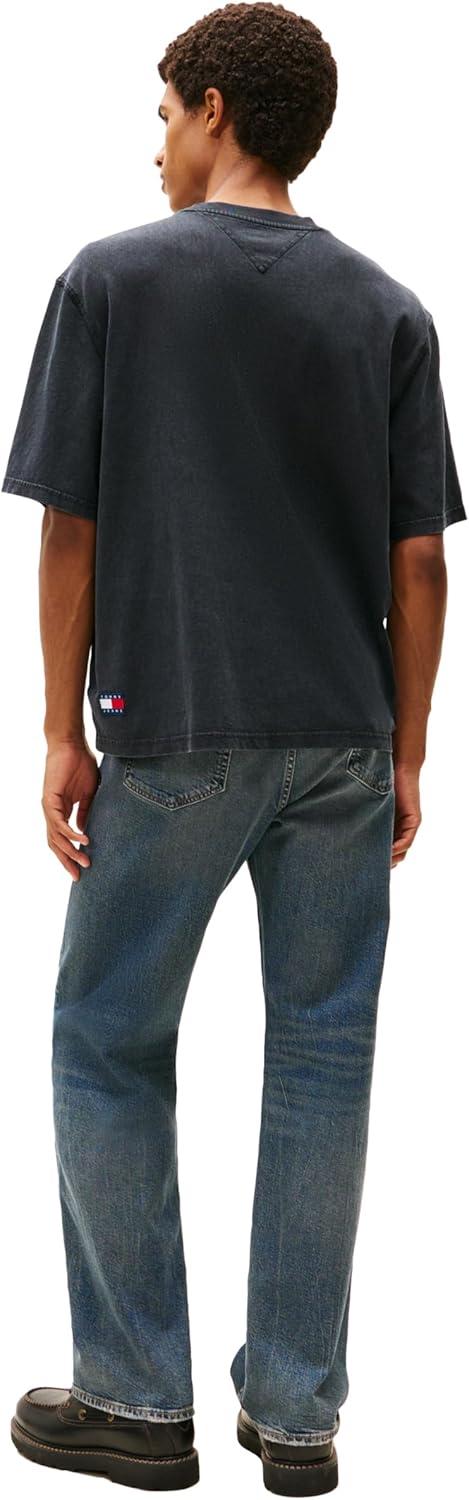 imageTommy Jeans Mens Short Sleeve Solid Cotton Graphic TShirts with Tonal Embroidered LogoBlack