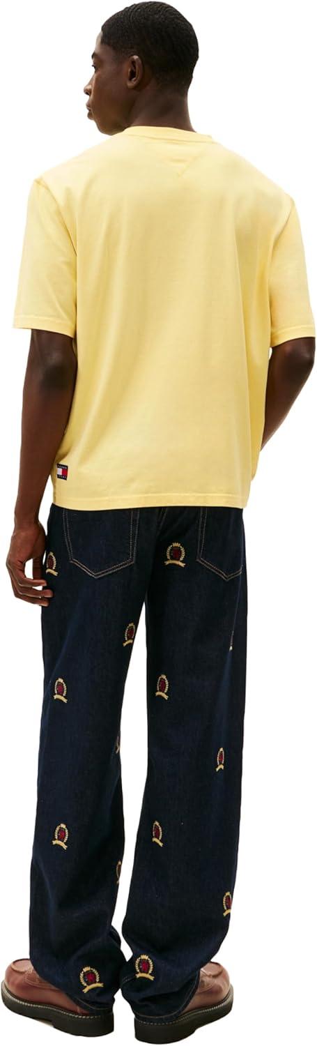 imageTommy Jeans Mens Short Sleeve Solid Cotton Graphic TShirts with Tonal Embroidered LogoCitronella