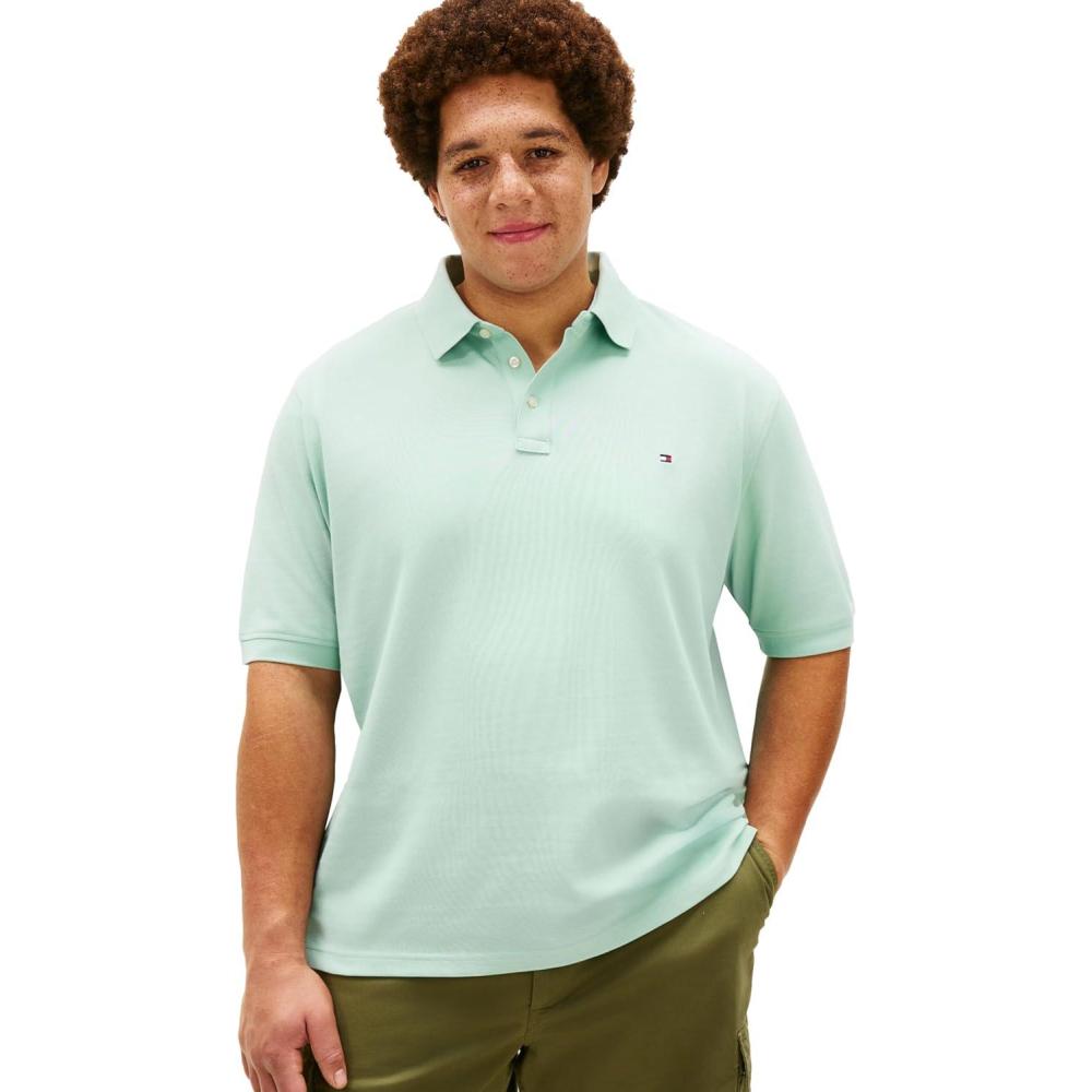 imageTommy Hilfiger Mens Short Sleeve Polo Shirts in Regular Fit with Stretch and Organic Pique CottonCrushed Mint