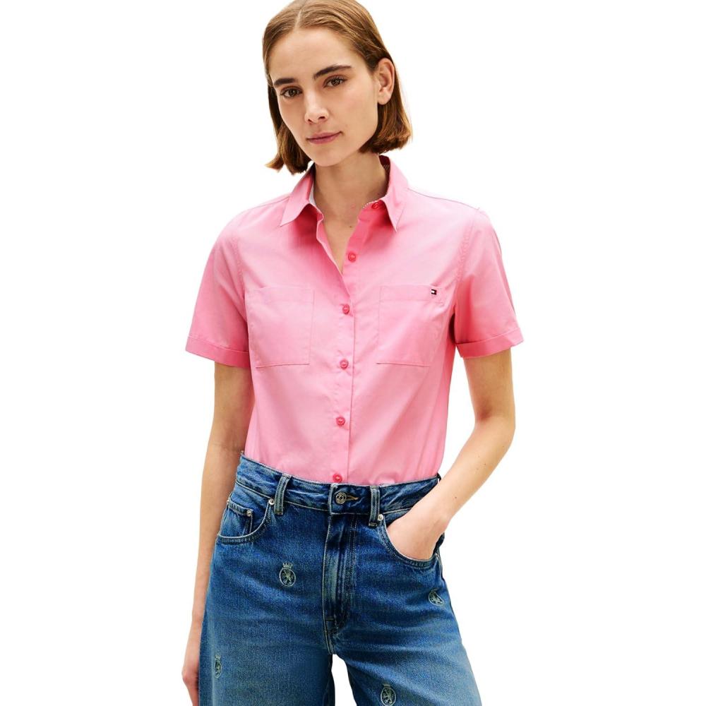 imageTommy Hilfiger Womens Cotton Short Sleeve Button Down Shirt in Regular FitRose Petal