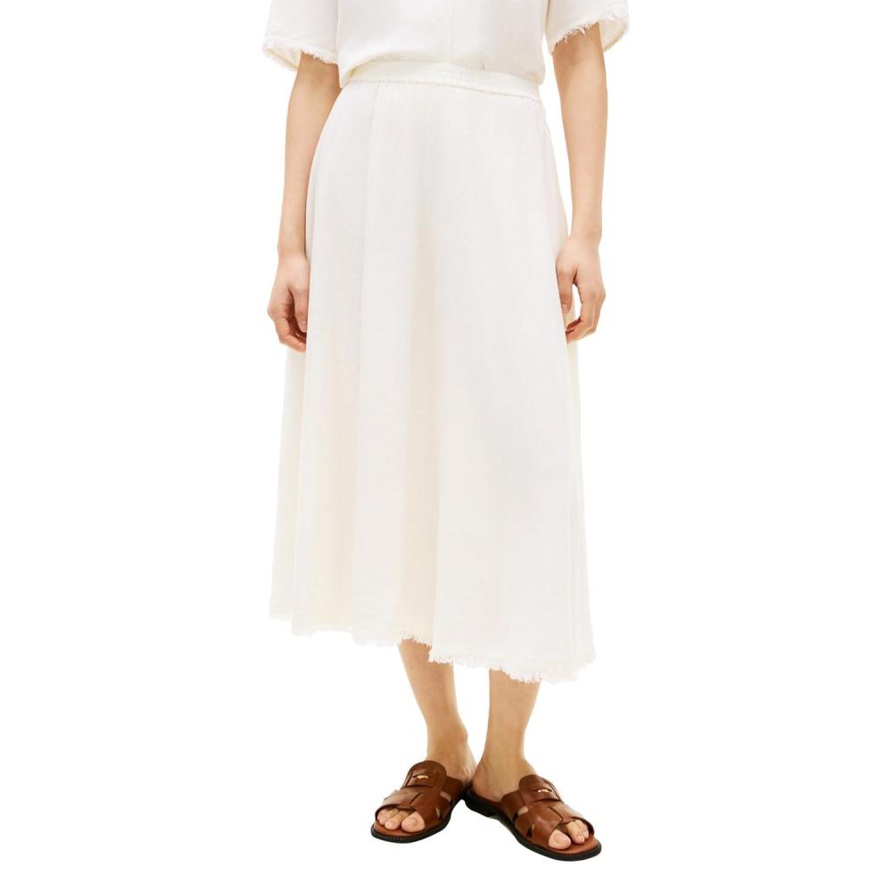 imageTommy Hilfiger Womens Lightweight Linen Midi Skirt with Elastic Waist and PocketsIvory Silk