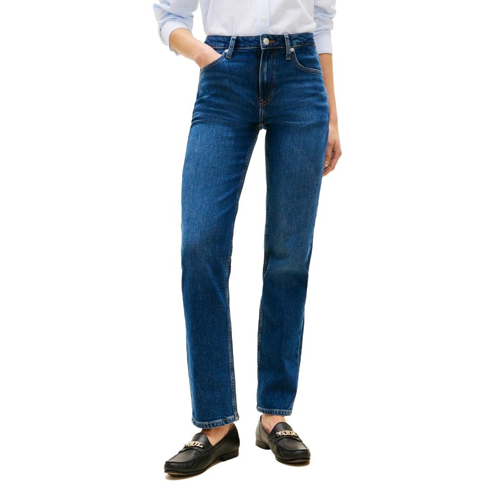 imageTommy Hilfiger Womens Mid Rise Classic Straight Jeans with StretchDark Blue