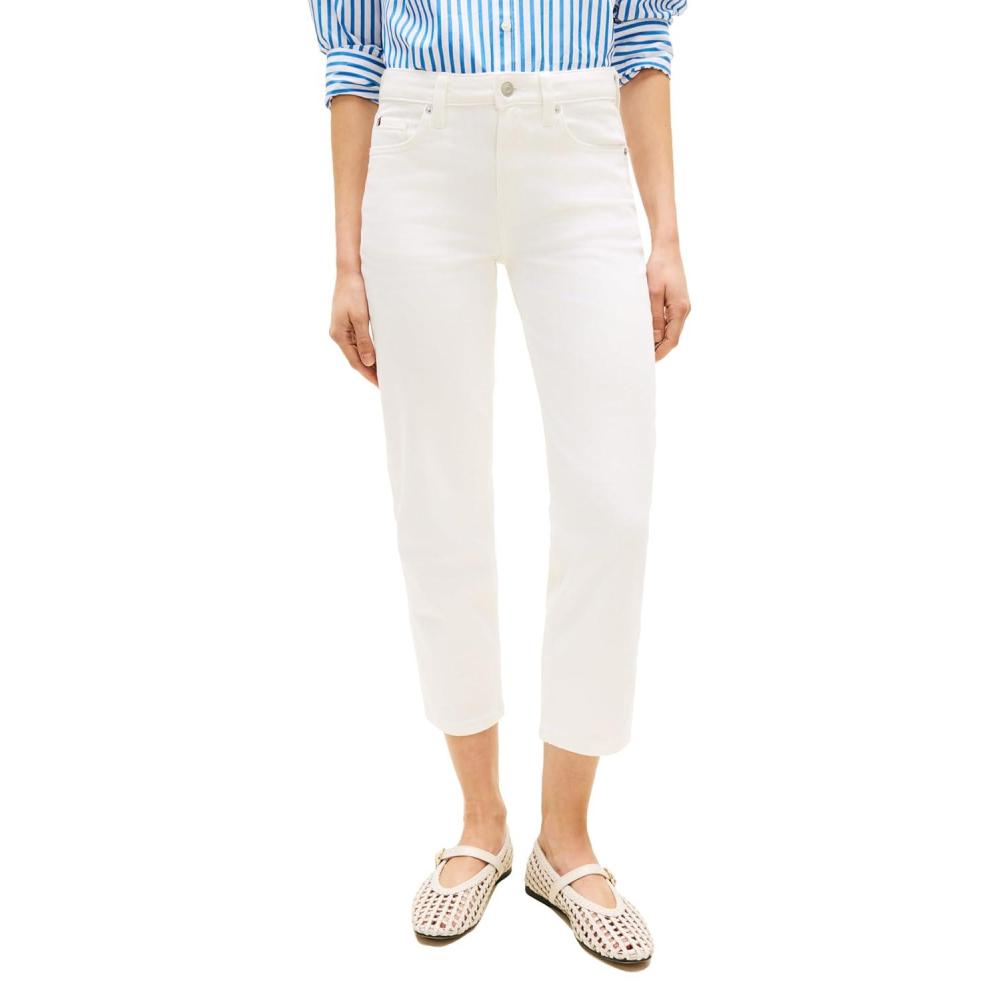 imageTommy Hilfiger Womens Mid Rise Classic Straight Jeans with StretchOptic White