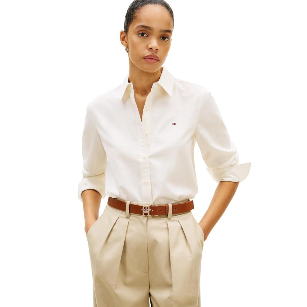 imageTommy Hilfiger Womens Oxford Long Sleeve Button Down Shirt in Regular FitEcru