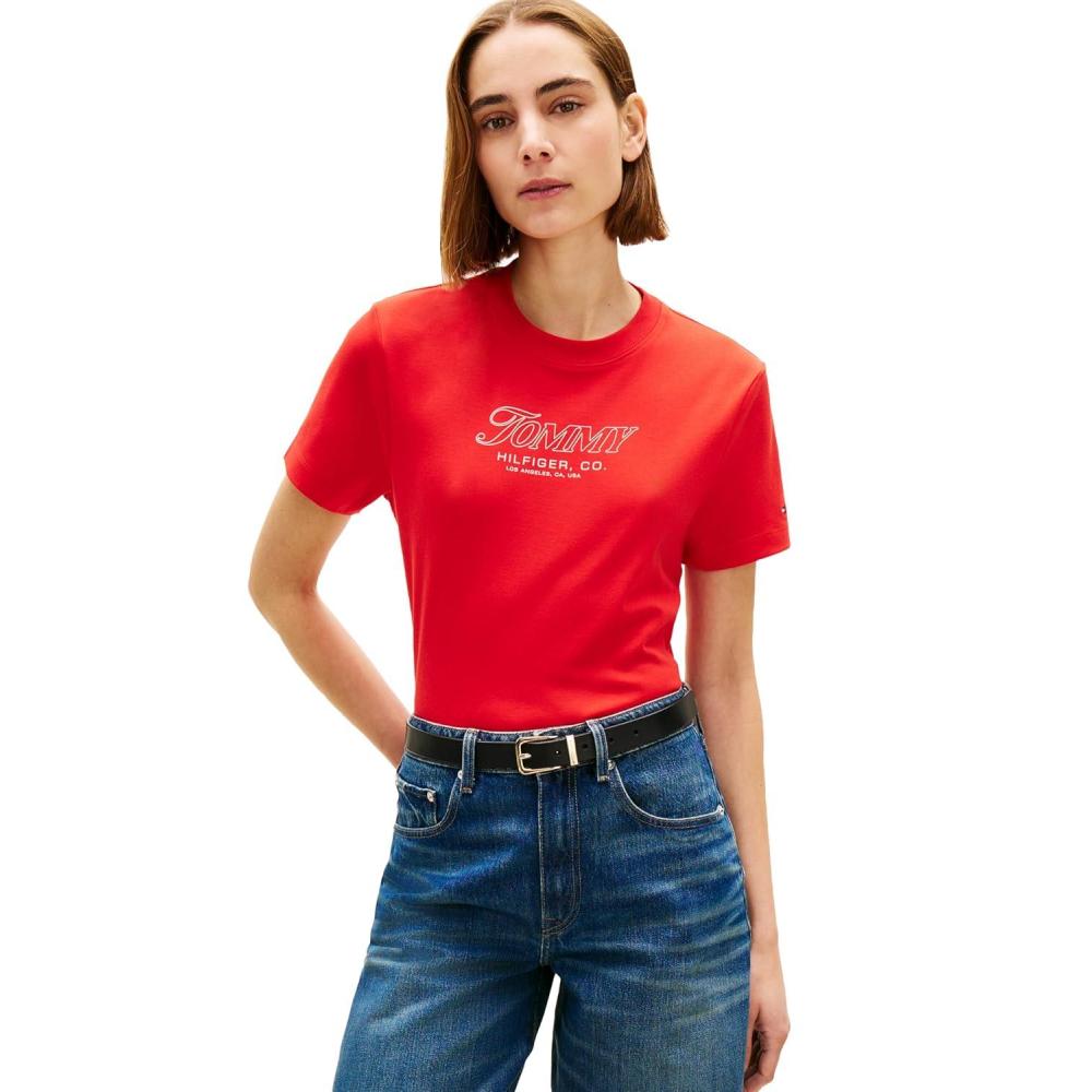 imageTommy Hilfiger Womens Short Sleeve Cotton Graphic Logo Crew Neck TShirtsFireworks