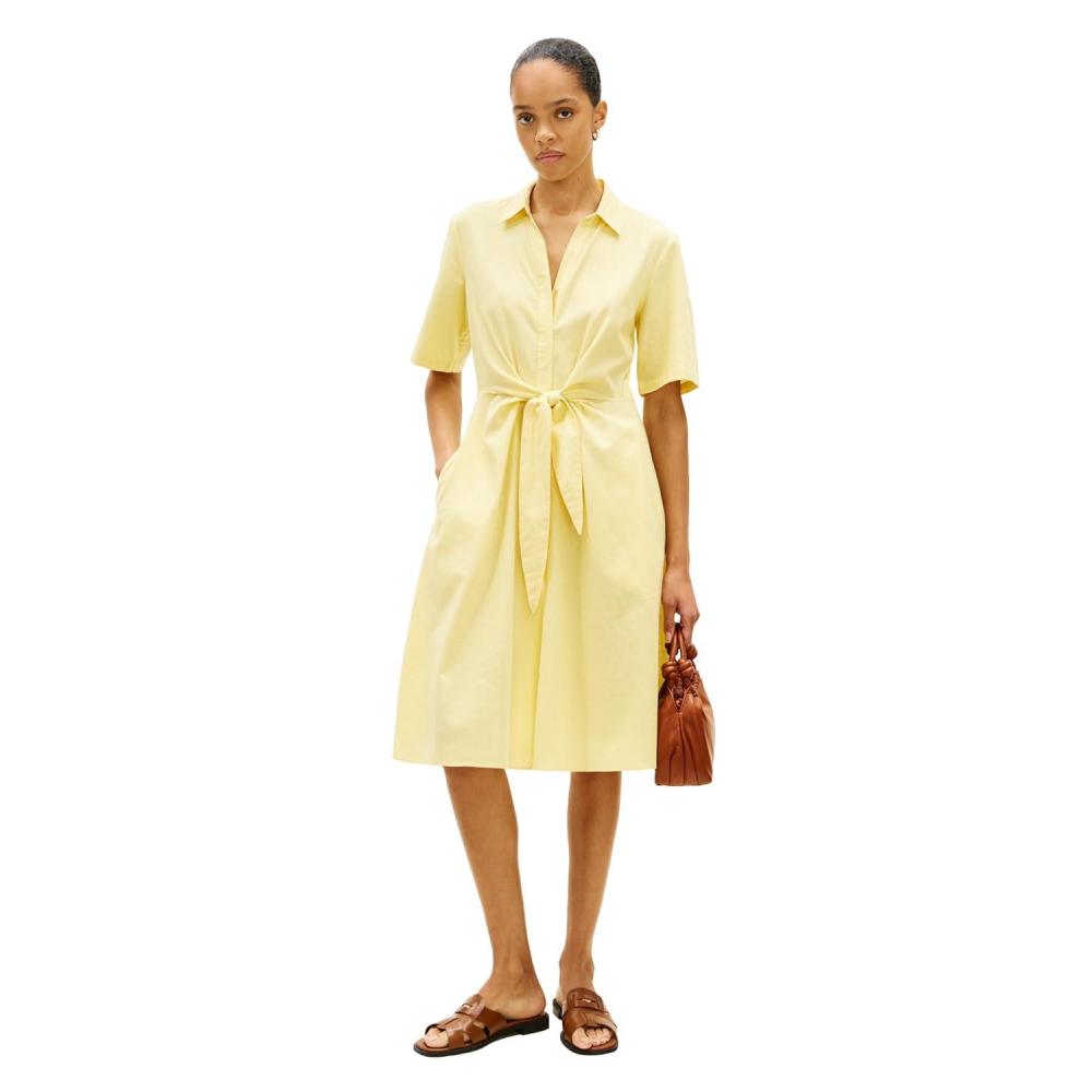 imageTommy Hilfiger Womens Short Sleeve Linen Shirt Midi Dress with PocketsCitronella