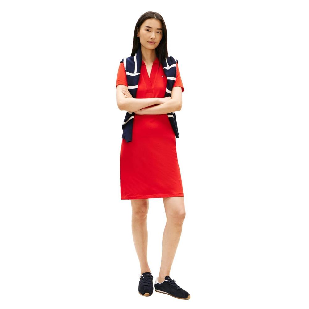 imageTommy Hilfiger Womens Short Sleeve V Neck Polo Dress Casual Tennis DressFireworks