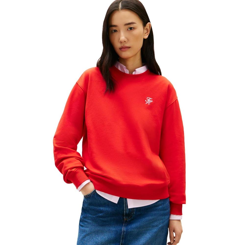 imageTommy Hilfiger womens Medium Weight Crew Neck Sweatshirt Pullover With Monogram LogoFireworks