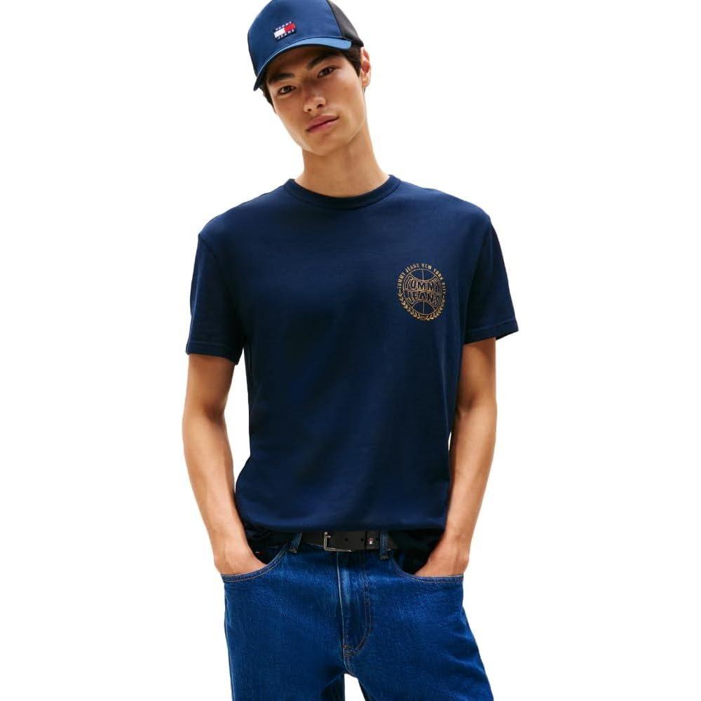 imageTommy Jeans Mens Short Sleeve Cotton TShirts with Basketball GraphicDark Night Navy