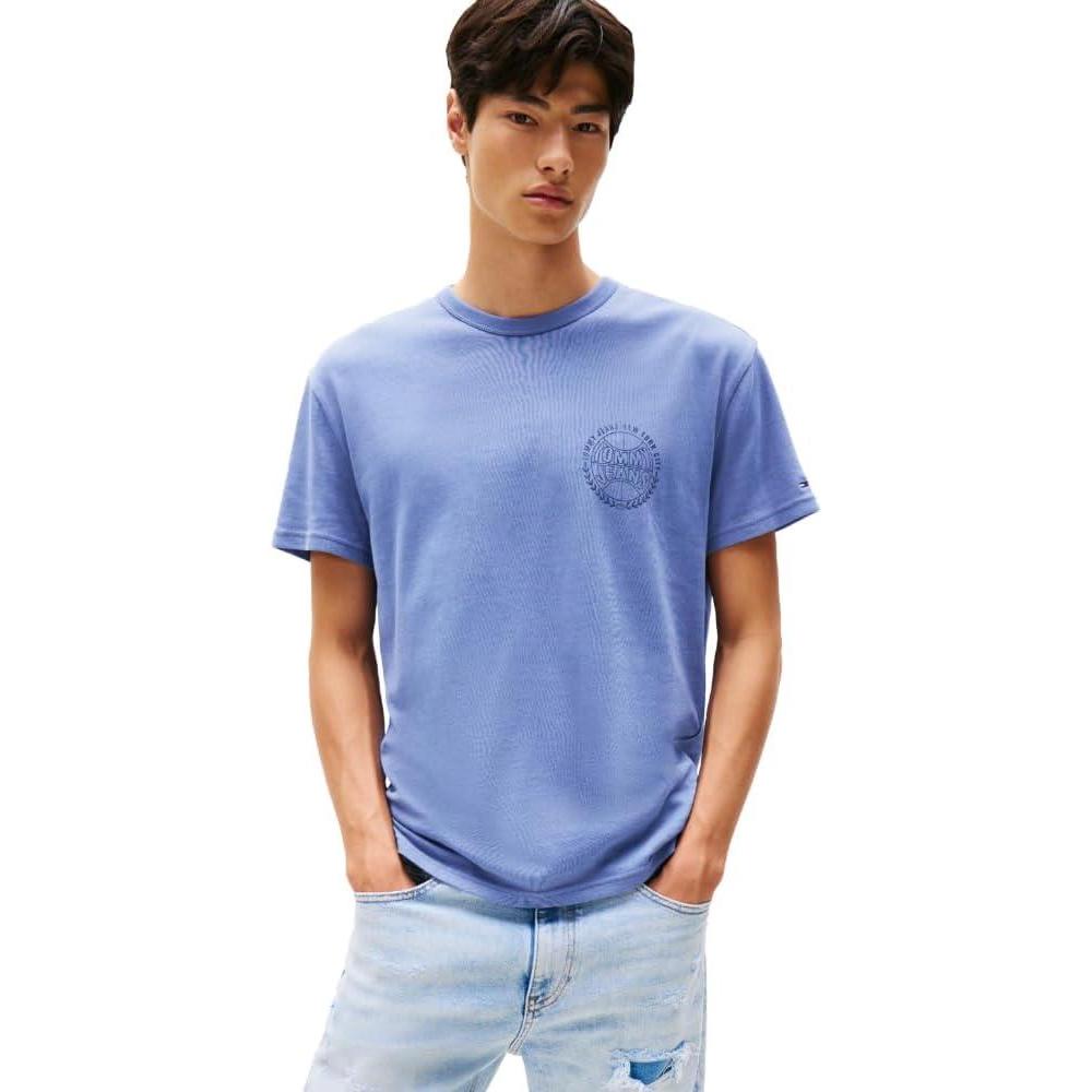 imageTommy Jeans Mens Short Sleeve Cotton TShirts with Basketball GraphicSoft Sapphire