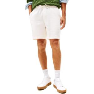 Tommy Hilfiger Men’s Casual Linen Shorts 7 Inch with Stretch(Ivory Silk)