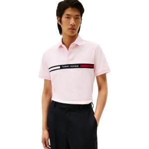 Tommy Hilfiger Men’s Short Sleeve Casual Polo Shirts in Regular Fit with Chest Logo Designs(Light Pink)