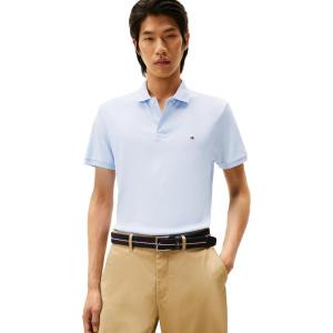 Tommy Hilfiger Mens Short Sleeve Casual Polo Shirts in Regular Fit with Liquid Cotton(Breezy Blue)