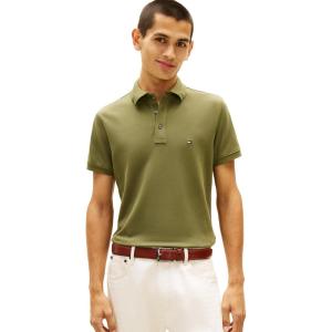 Tommy Hilfiger Men’s Short Sleeve Polo Shirts in Slim Fit with Stretch and Organic Pique Cotton(Dark Artichoke)