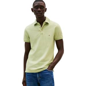 Tommy Hilfiger Men’s Short Sleeve Polo Shirts in Slim Fit with Stretch and Organic Pique Cotton(Earth Sage)