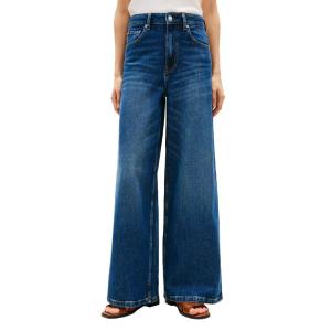 Tommy Hilfiger Womens High Rise Wide Leg Jeans with Stretch(Jet)