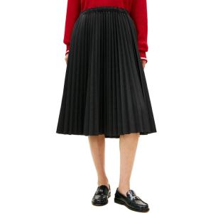 Tommy Hilfiger Womens Medium Weight Wool Pleated Midi Skirt with Elastic Waist(Grey Allover)