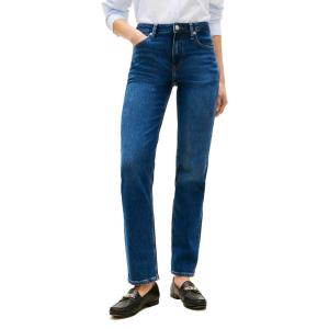 Tommy Hilfiger Womens Mid Rise Classic Straight Jeans with Stretch(Dark Blue)