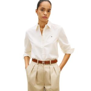 Tommy Hilfiger Womens Oxford Long Sleeve Button Down Shirt in Regular Fit(Ecru)