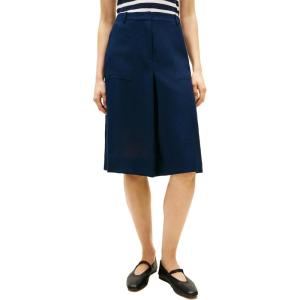 Tommy Hilfiger Womens Pleated Midi Skirt with Pockets(Dark Night Navy)