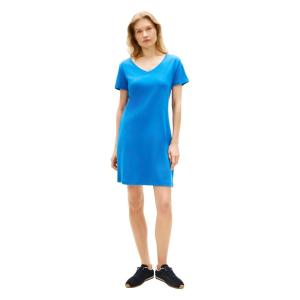 Tommy Hilfiger Womens Short Sleeve Cotton V-Neck T-Shirt Dress Casual Dress Loose Fit(Blue Orbit)