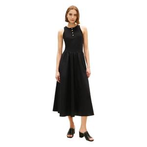 Tommy Hilfiger Womens Sleeveless Cotton Midi Dress with Pockets and Stretch(Black)